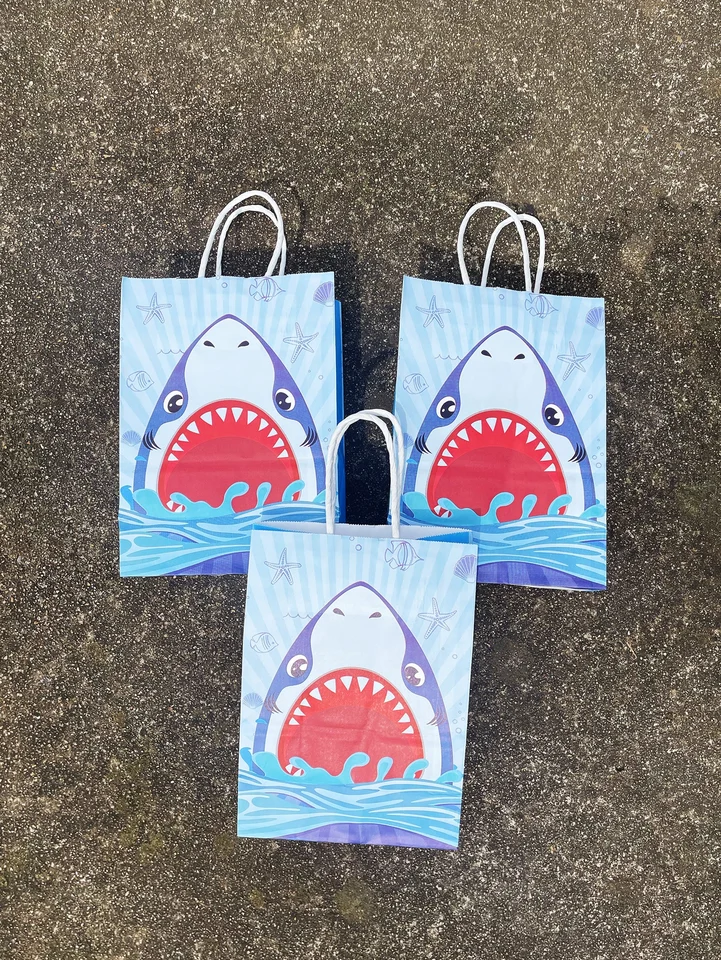 Sac Cadeau De Fête D'anniversaire à Thème Requin Pour Enfants, Boîte à Faveur, Sacs à Bonbons, Fournitures De Fête à Thème Requins, Décorations, Boîtes à Bonbons