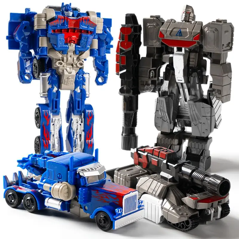 Figura de acción 2 en 1 de un solo paso, modelo deformable, juguete transformable, kit de robot de transformación de coche, modelo de dinosaurio, juguete para niño, regalo