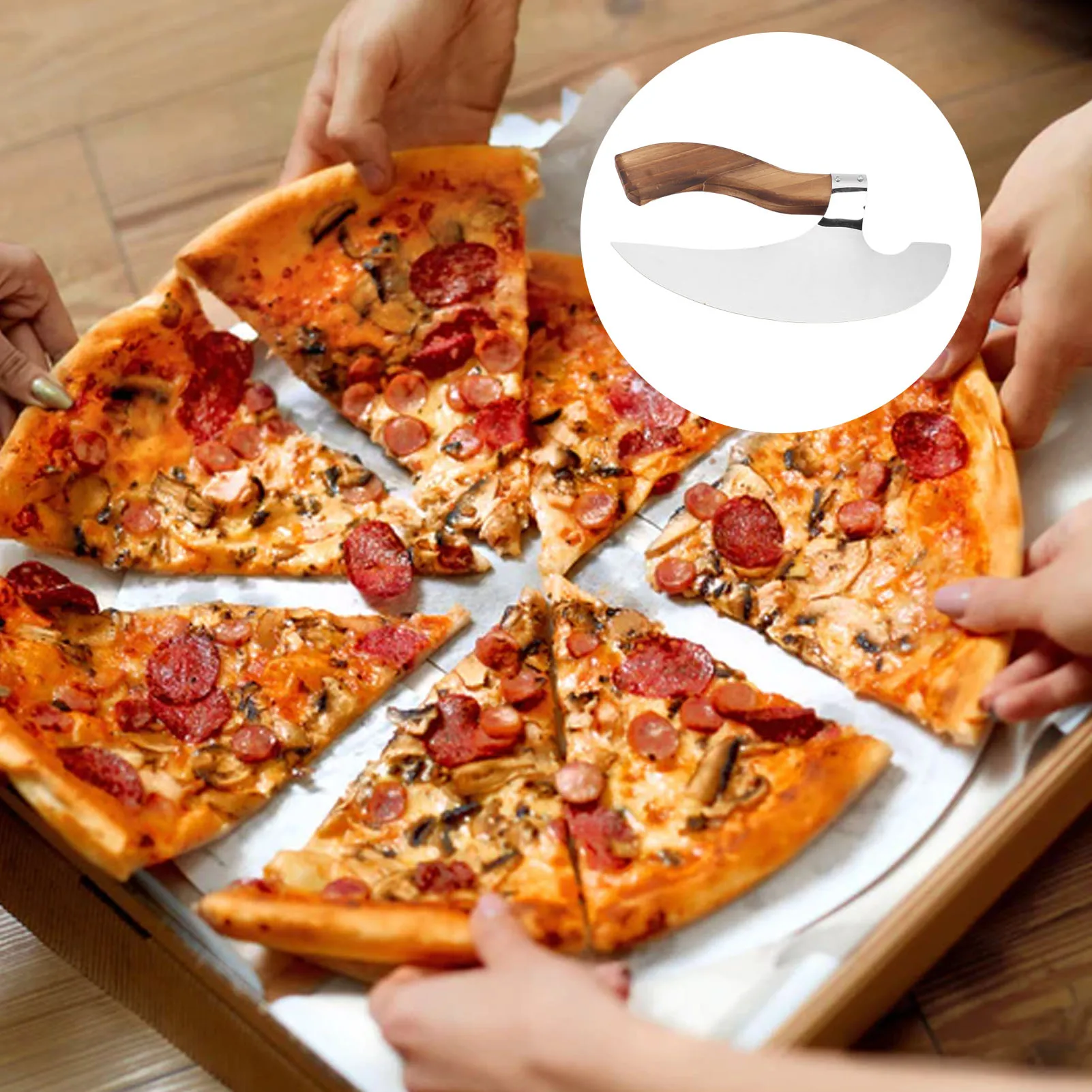 Pizza Cutting Viking Pizza Handmade Stainless Steel Medieval Cutter with Pine Wood Handle for Home Restaurant pizza cutter,pizza knife