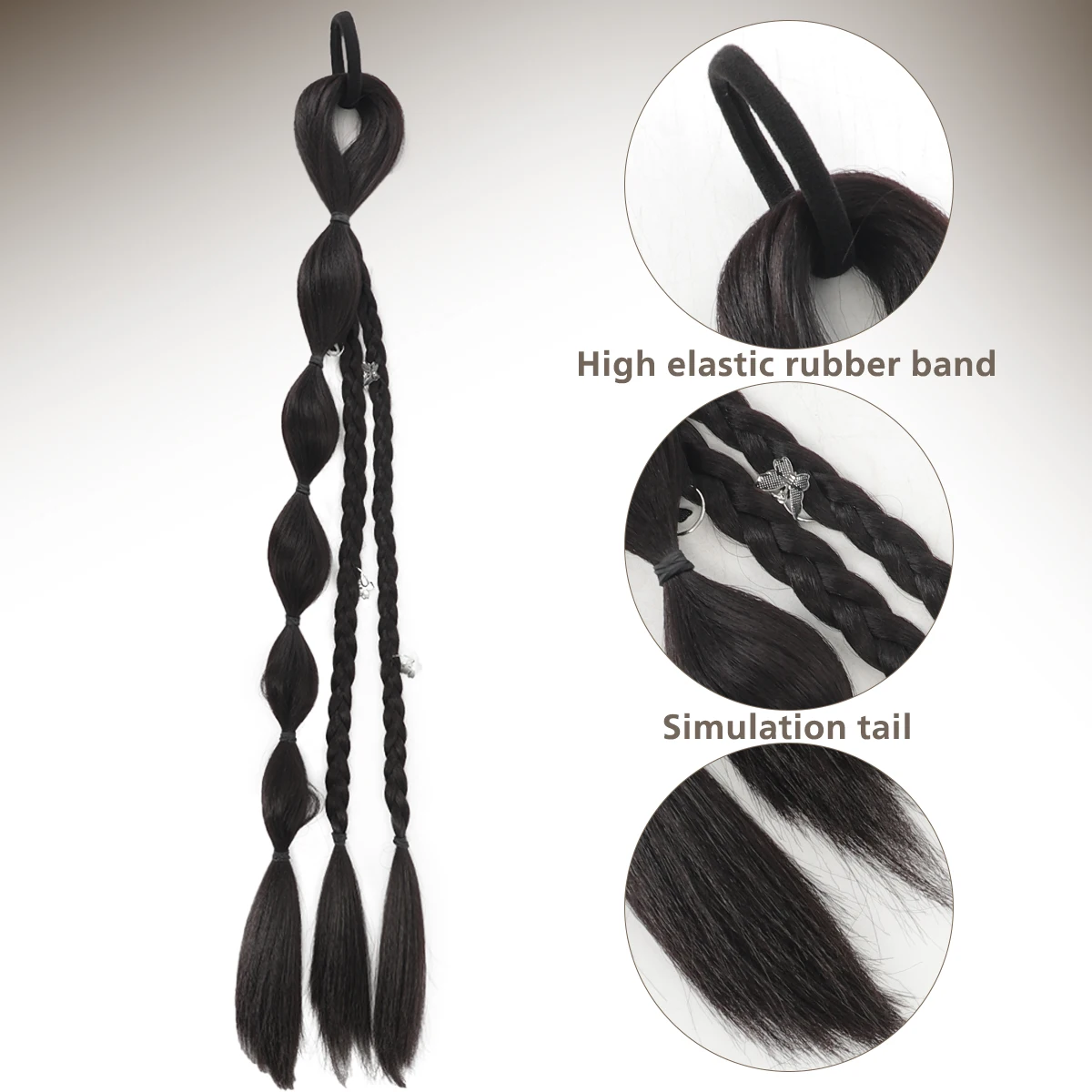 Synthetic lantern braided ponytail woman ponytail hair extension heat-resistant wig cute double ponytail bubble wig