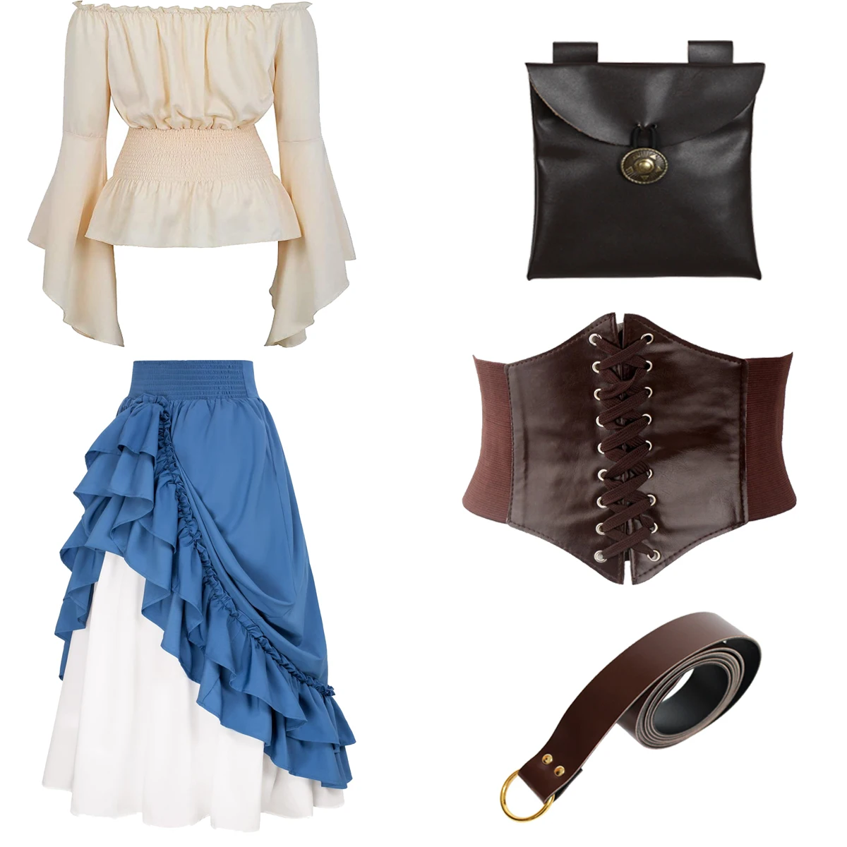 Renaissance kostuum vrouwen middeleeuwse trekkoord hoge lage rok  Victoriaanse Steampunk ruches rokken Halloween carnaval pak - AliExpress, image size:1200x1200