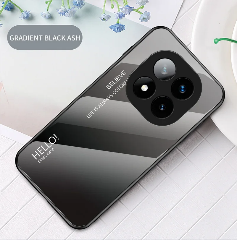 Gradient Tempered Glass Protective Glossy Back Cover Case