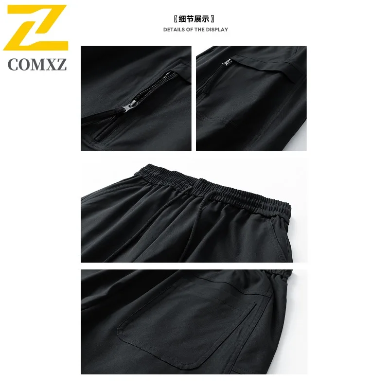 COMXZ 2025 Autumn New Unisex American Cargo Bending knife pants Multi-Pocket Streetwear Hong Kong Trendy Loose Casual Trousers