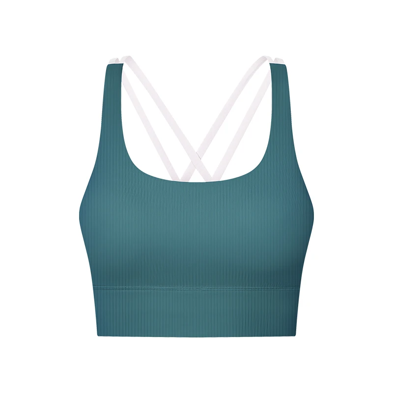 Color Block Criss Cross Back Sports Bra Moisture Wicking - Temu Canada