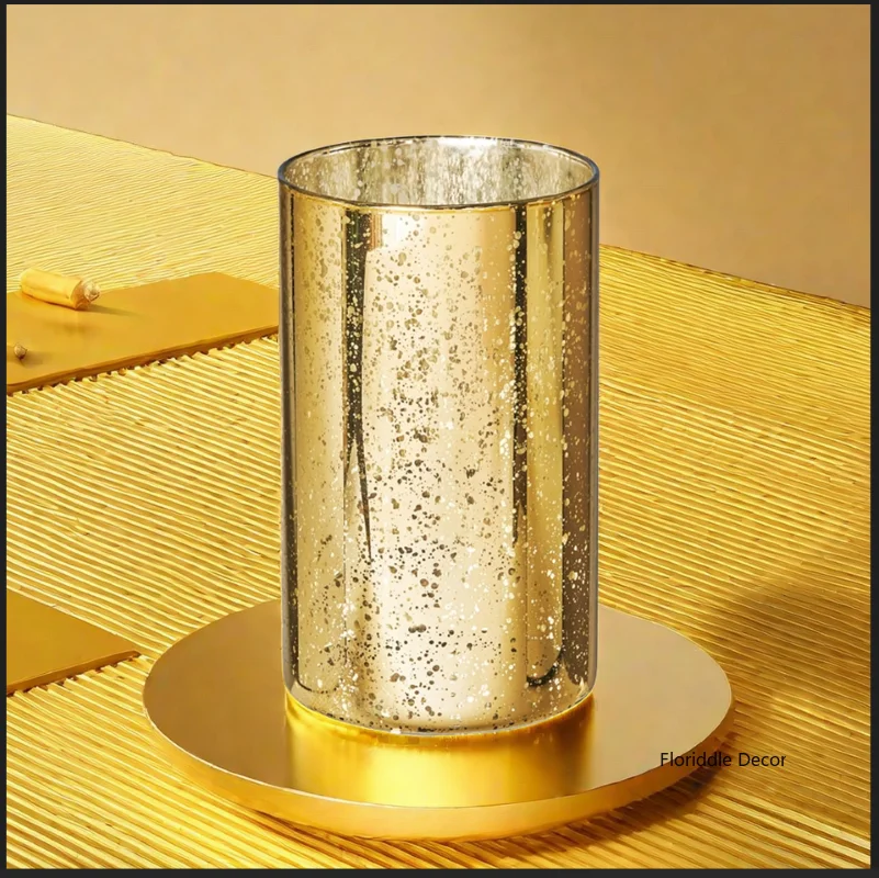 6PCs Gold Cylinder Vases Decorative Hurricane Candle Holder Wedding Table Centerpiece 6inch Vase Nordic Home Decor Gift 3