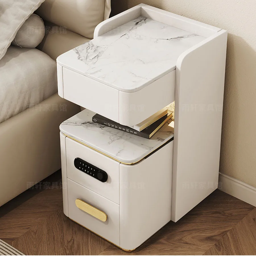 

Narrow Smart Nightstands Bedroom Drawers Wood Tall Saving Nightstands Set Small Orgenizer Minimalist Modern Muebles Side Table