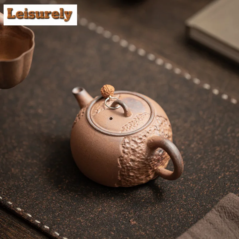 100ml Old Rock Clay Hammer Pattern Teapot Creative Tea Infuser Pot Tea Brewing Kettle with Filter Green Tea Tea Items Ornaments