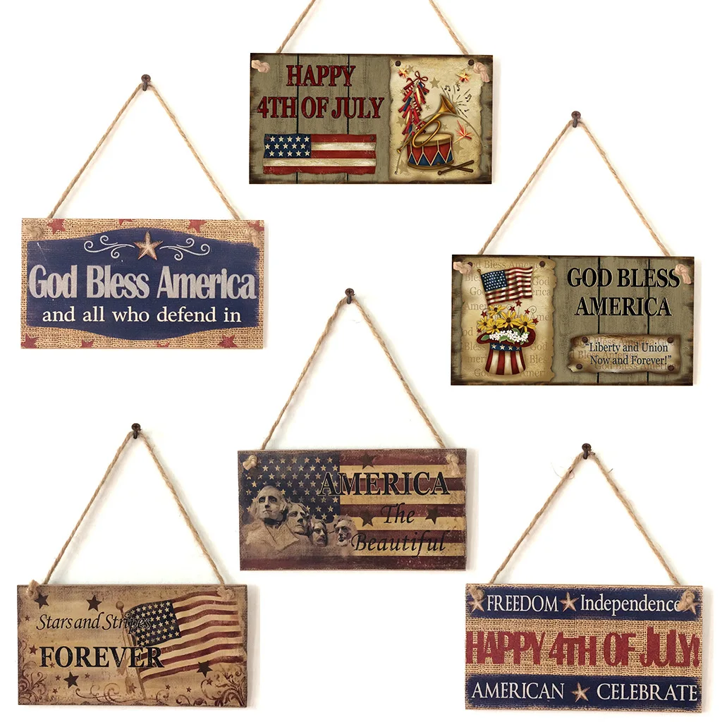 

Wooden Plaque for American Independence Day Happy 4th of July God Bless America Home Decor Wall Decor Dropshipping