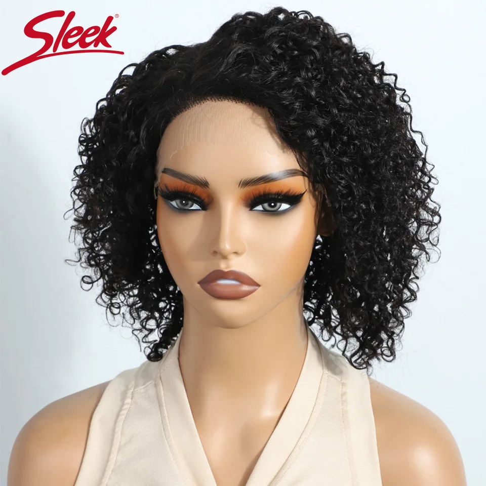 

Sleek Deep Wave Remy Brazilian Hair Wigs Curly Human Hair Wigs For Women 180% Density Pre-Plucked Side Part Short Bob Lace Wigs