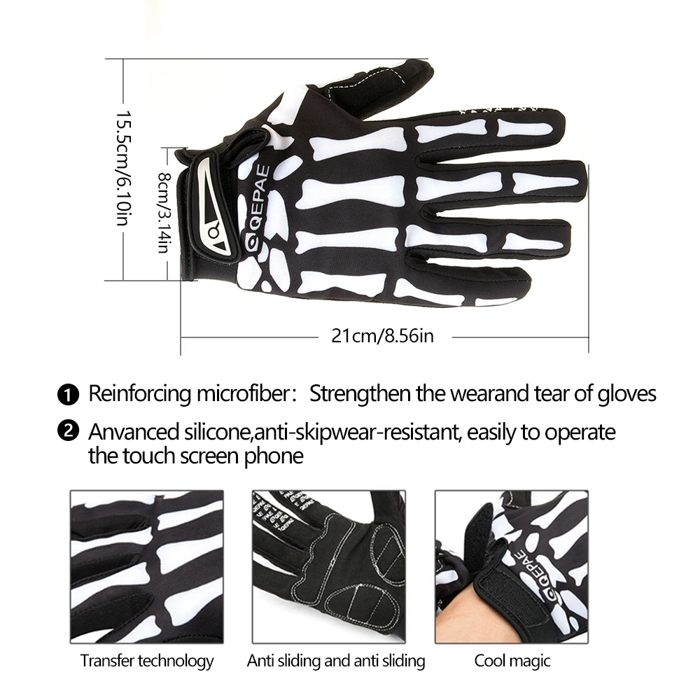 Skull Cycling Full Finger Gloves Breathable Motorcycle Bicycle Ghost Skeleton Gloves Outdoor Sport Cycling Gloves Bike Equipment 2