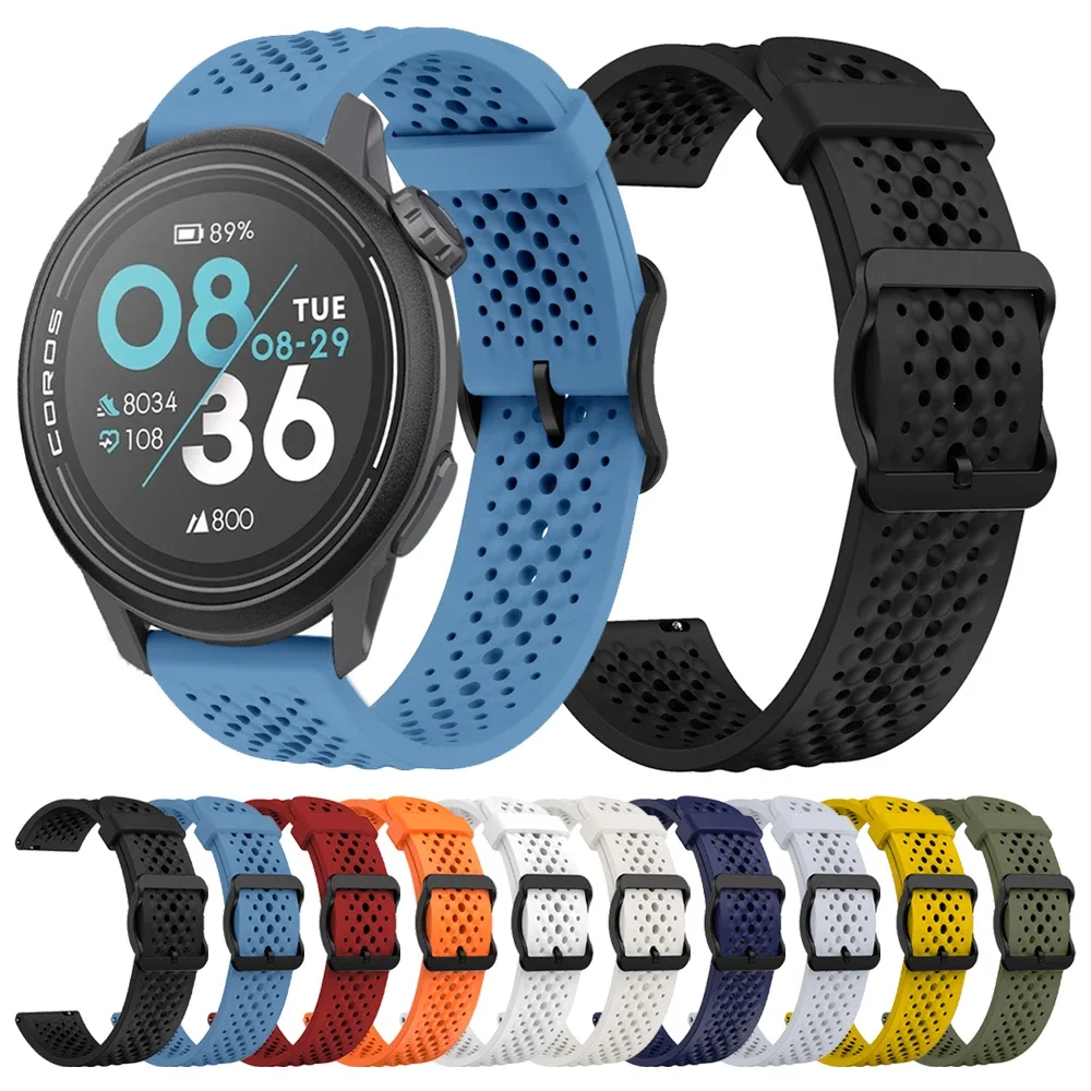 Breathable Silicone Sport Bracelet, 20/22mm Smartwatch Strap