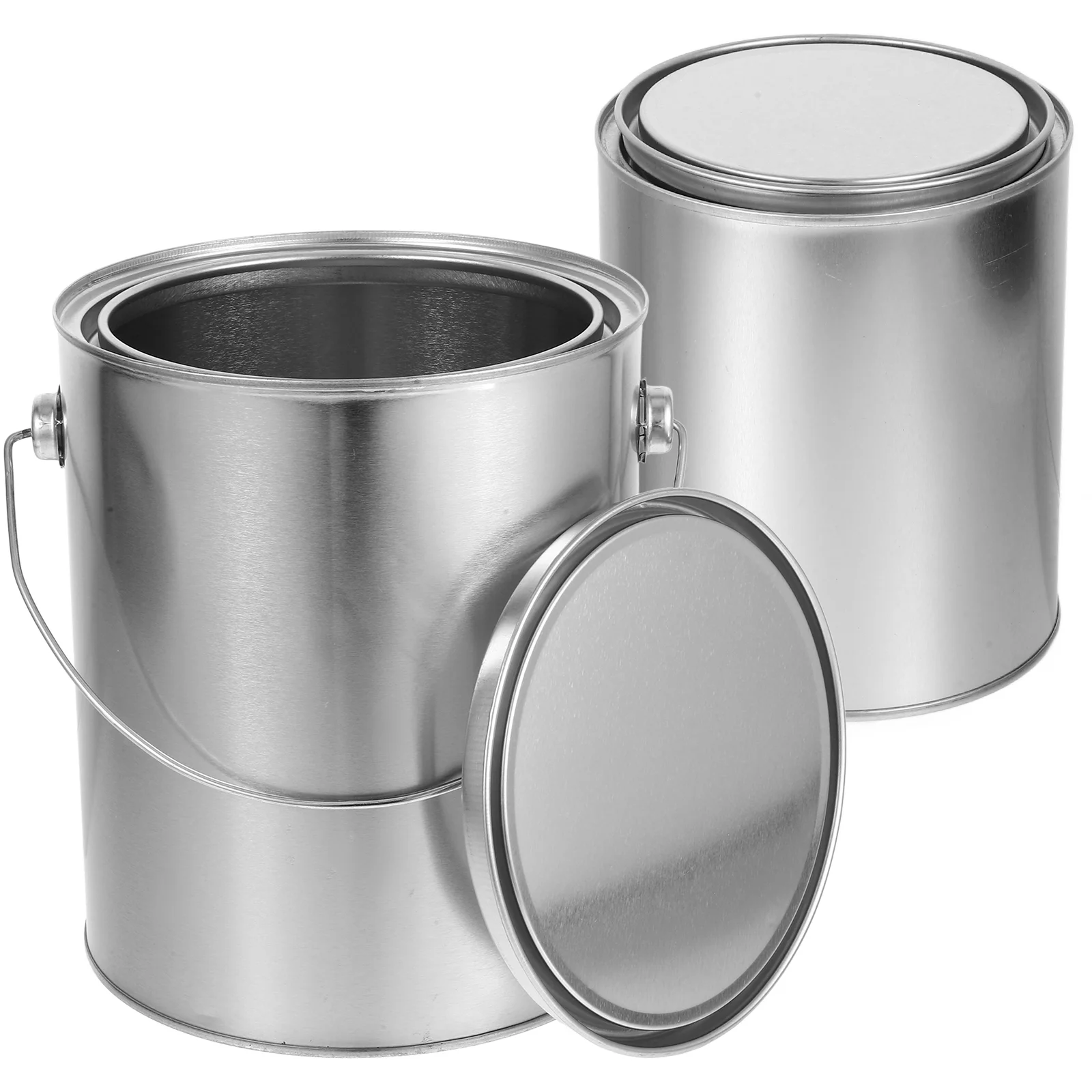 2pcs Empty Paint Bucket Pitch Storage Can Sealed Empty Metal Paint Can Pitch Metal Container with Lid