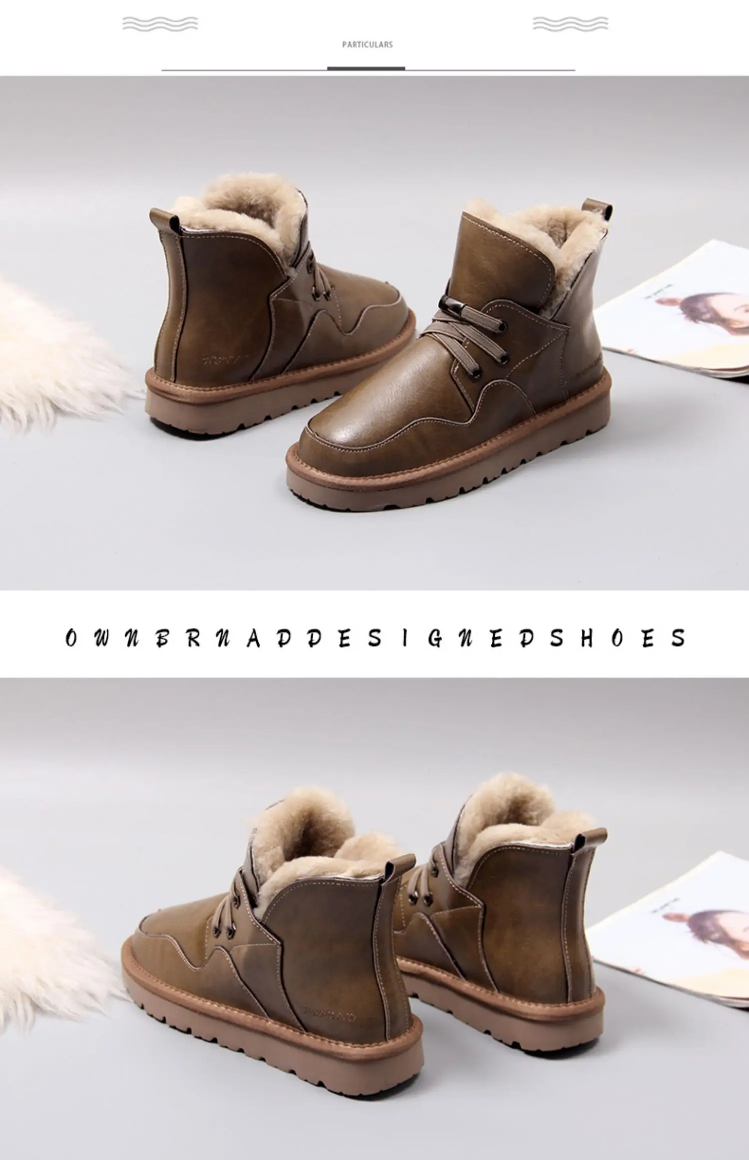 Cowhide Snow Boots Women's Short Boots 2023 Winter Fur Integrated Flat Waterproof Thick Cotton Shoes Boots