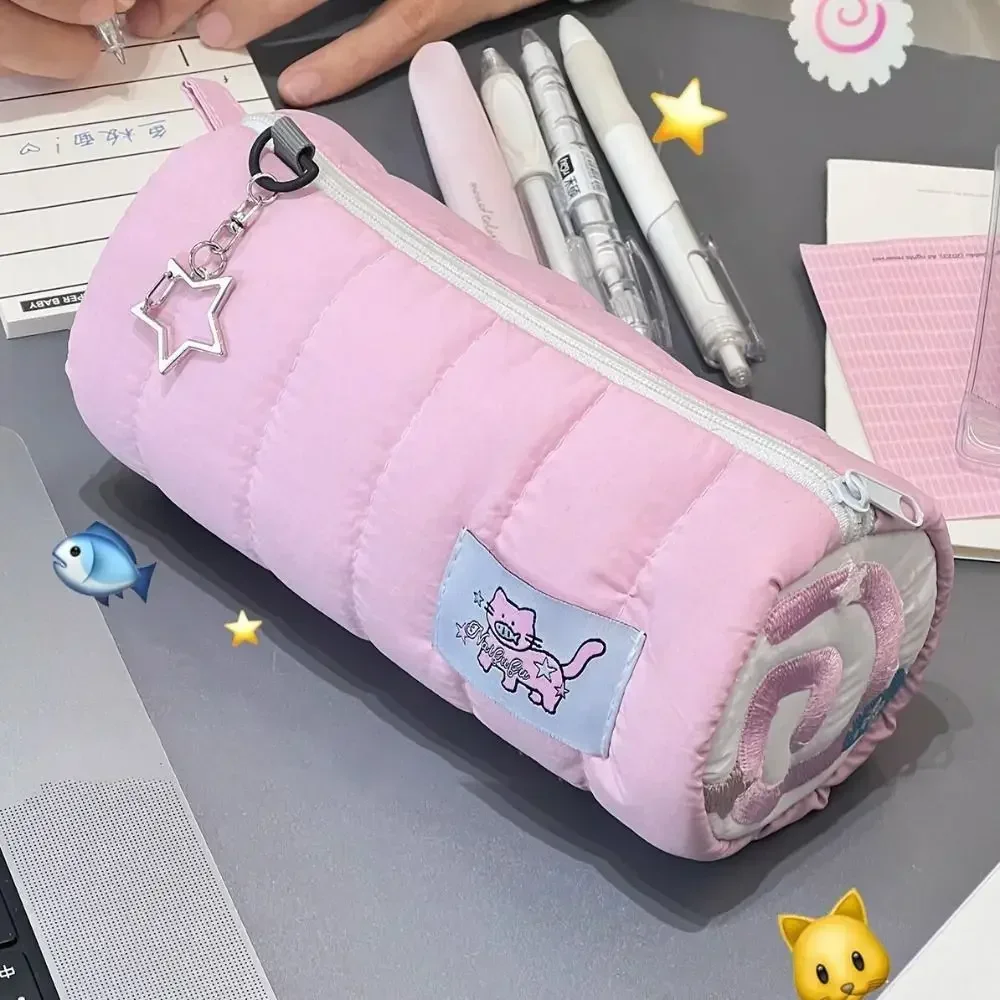 1pc 대용량 핑크 펜 가방 INS 스타일 크리 에이 티브 소프트 터치 연필 케이스 편지지 학생 카와이 보관 가방 학교 용품
