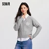 Semir Sweater Women V-Neck Cable Knit Sweater Sleeveless Shirt 2024 New Winter Loose Two-Piece Set 2