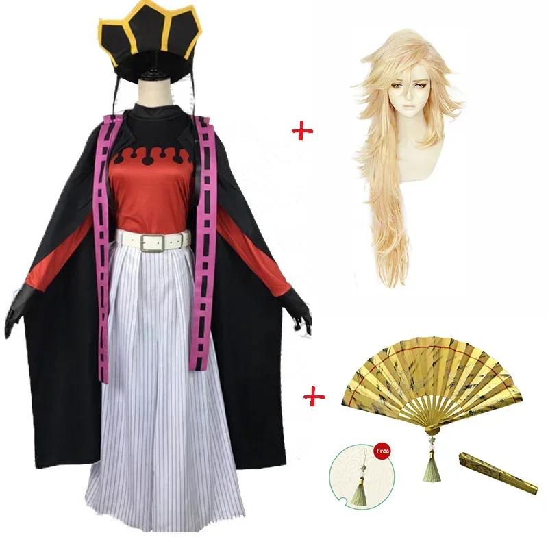 

Anime Demon Slayer Kimetsu No Yaiba Douma Cosplay Costume Cloak Kimono Wig Fan Juuni Kitsuki Outfit Men Women Halloween Party