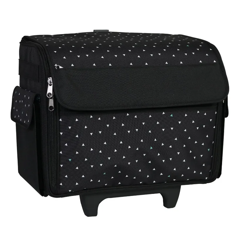 

Rolling Sewing Machine Tote, Black & White Triangle