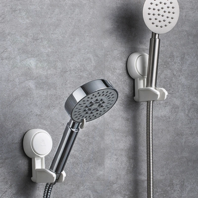 Waterproof Shower Head Holder Suction Cup Wall Mount Shower Arm Bracket Adjustable Drill-free Bathroom Accessories silicone shower head holder removable powerful suction cup adjustable punch free wall rack shower bracket bathroom accessories