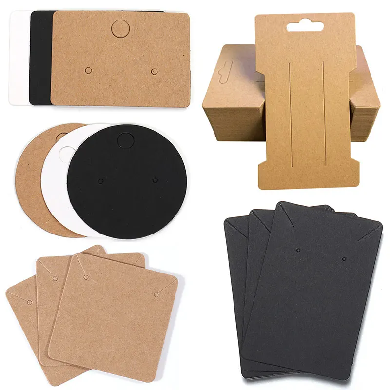 

50pcs/lot Kraft Paper Display Cards White Blank Cards for DIY Jewelry Necklace Earring Hang Price Tag Retail Packaging Cards