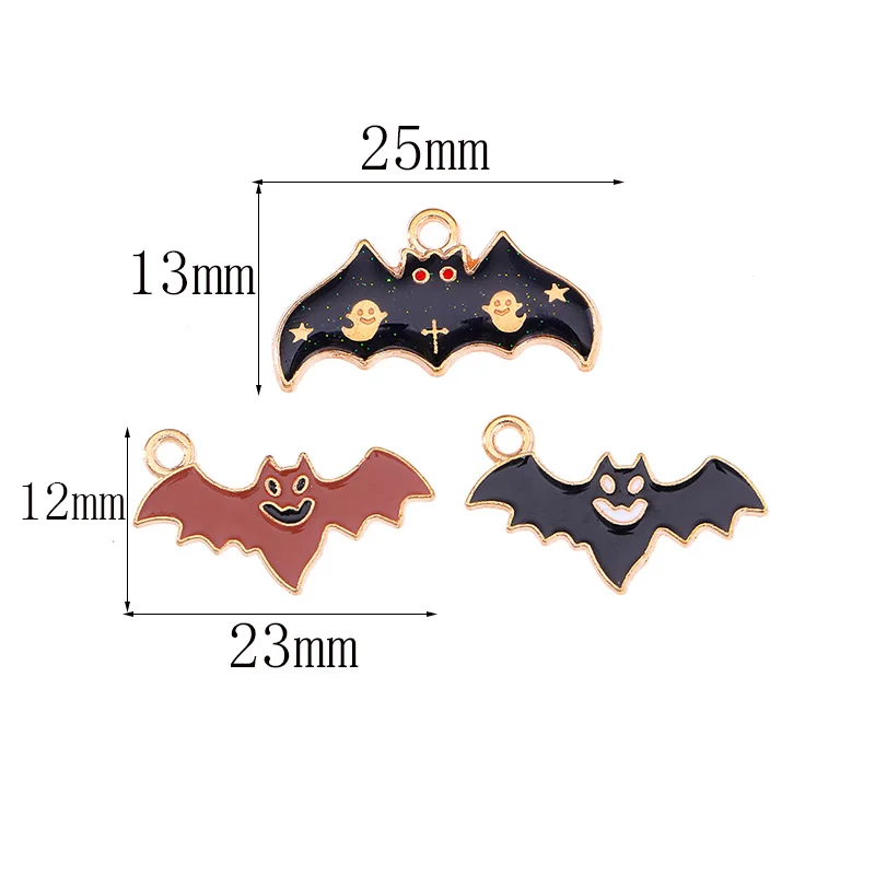 10 Stück mischen 45 Arten Cartoon Halloween Emaille Charms Kürbis Skelett Geist Fledermaus Katze Anhänger für DIY Schmuck machen Party Geschenke – Detail 10