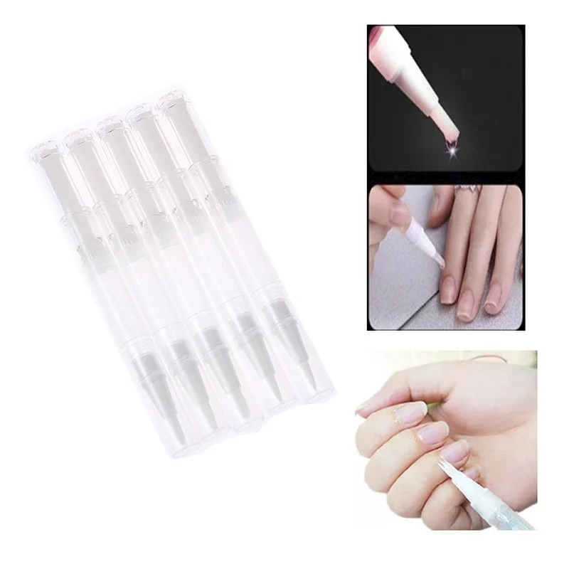 Transparent Cosmetic Nail Oil Pen With Brush  5Pcs 3ml Transparent Twist Nail Twist Pens Empty Container Pen Lip Gloss Tubes