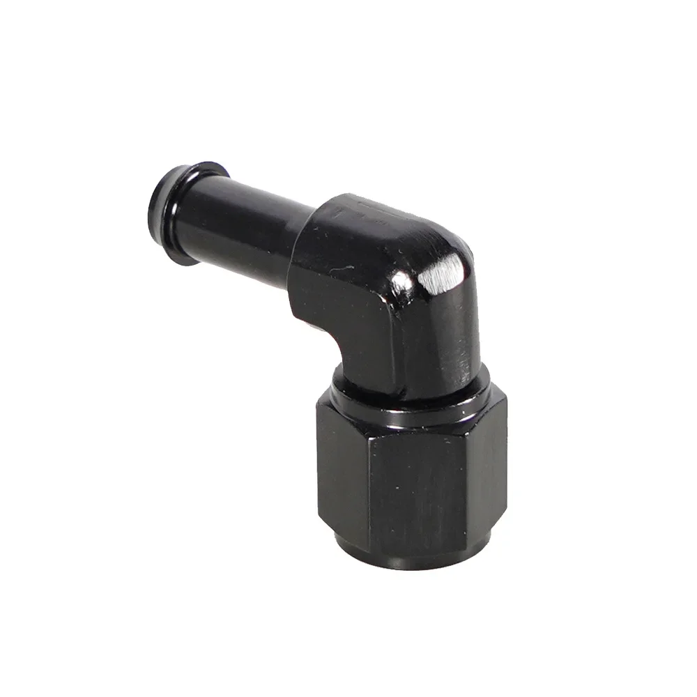 6AN Female to 5/16" and 3/8" Barb Hose Fitting 90 Degree Swivel