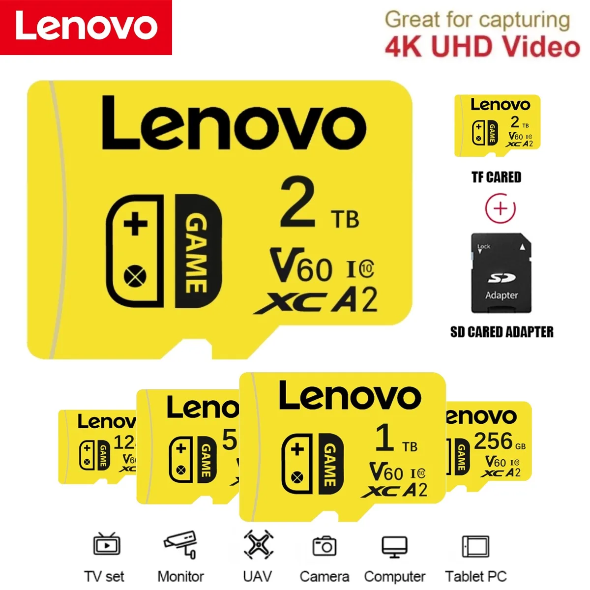 Memory Card Lenovo 2TB SD Card for Nintendo Switch Micro TF SD Card 1TB 128GB 256GB 512GB Waterproof Flash Memory for Nintendo 64 Game