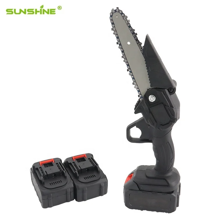 SUNSHINE Electric Chainsaw Cordless Handheld Pruning Saw Portable Home Garden Logging Power Tool 18V Lithium Battery Wood Cutter