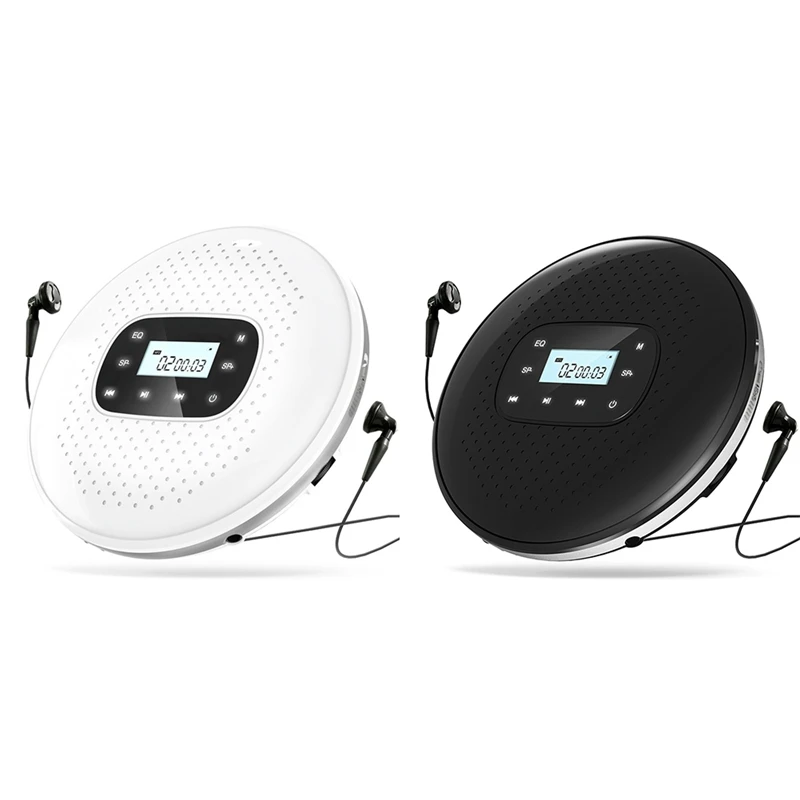 

Portable CD Walkman Rechargeable Intelligent Touch Screen CD Player Digital Display Stereo Speaker For Student Reusable Black