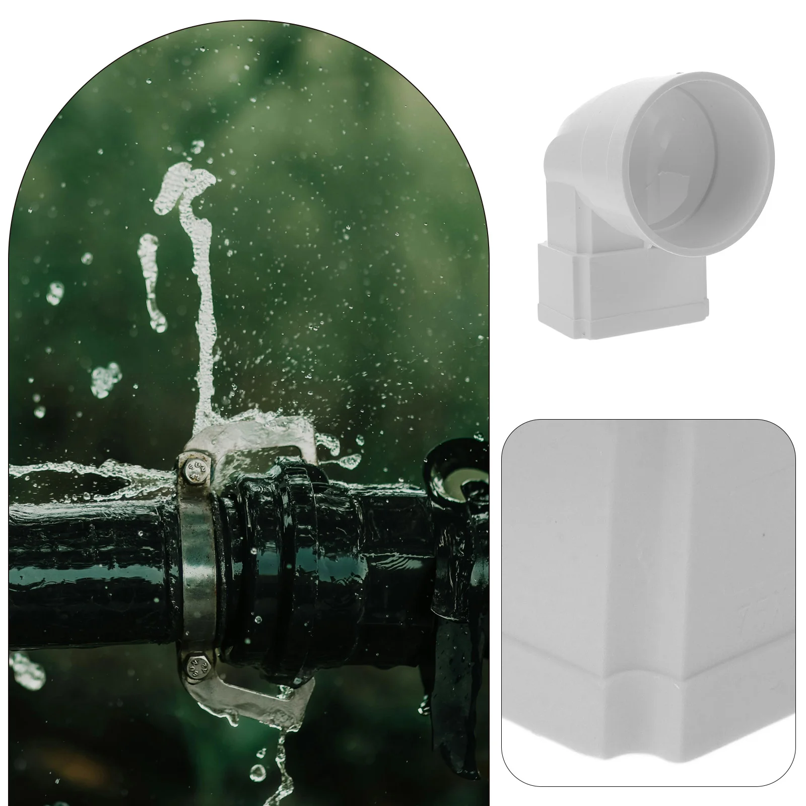 Drain Pipe Gutter Connector for Drainage Fitting Barrels Collect Rainwater from Flat Tube Downspout Diverter Guard Plastic