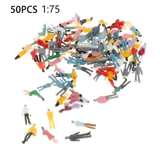 Figurines de personnes en plastique à échelle 1:75, 50 pièces, modèles de scènes peintes, construction de passagers, jouets de pose multicolores, bricolage rick mixte 6