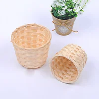 1pcs New Handmade Bamboo Garden Flower Pot Wicker Basket Straw Patchwork Wicker Rattan Seagrass Storage Organizer Nursery Pots 1