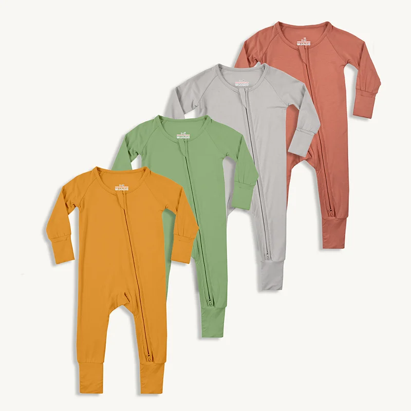 

0-18M Bamboo Fiber Baby Zipper Romper Soft Long-Sleeve Baby Boy Girl Clothes Solid New Born Onesies Baby Jumpsuit Girls Pajamas