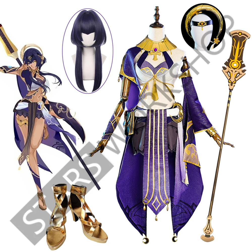 

Game Genshin Impact Candace Cosplay Costume Sexy Uniform Wig Shoes Weapon Prop Halloween Carnival Role Play Accessory
