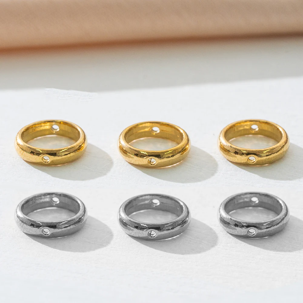 10 Stück PVD Edelstahl Doppelloch Perle Runde Rahmen Links Anschlüsse für DIY Halskette Armband Ohrring Schmuckherstellung Handwerk