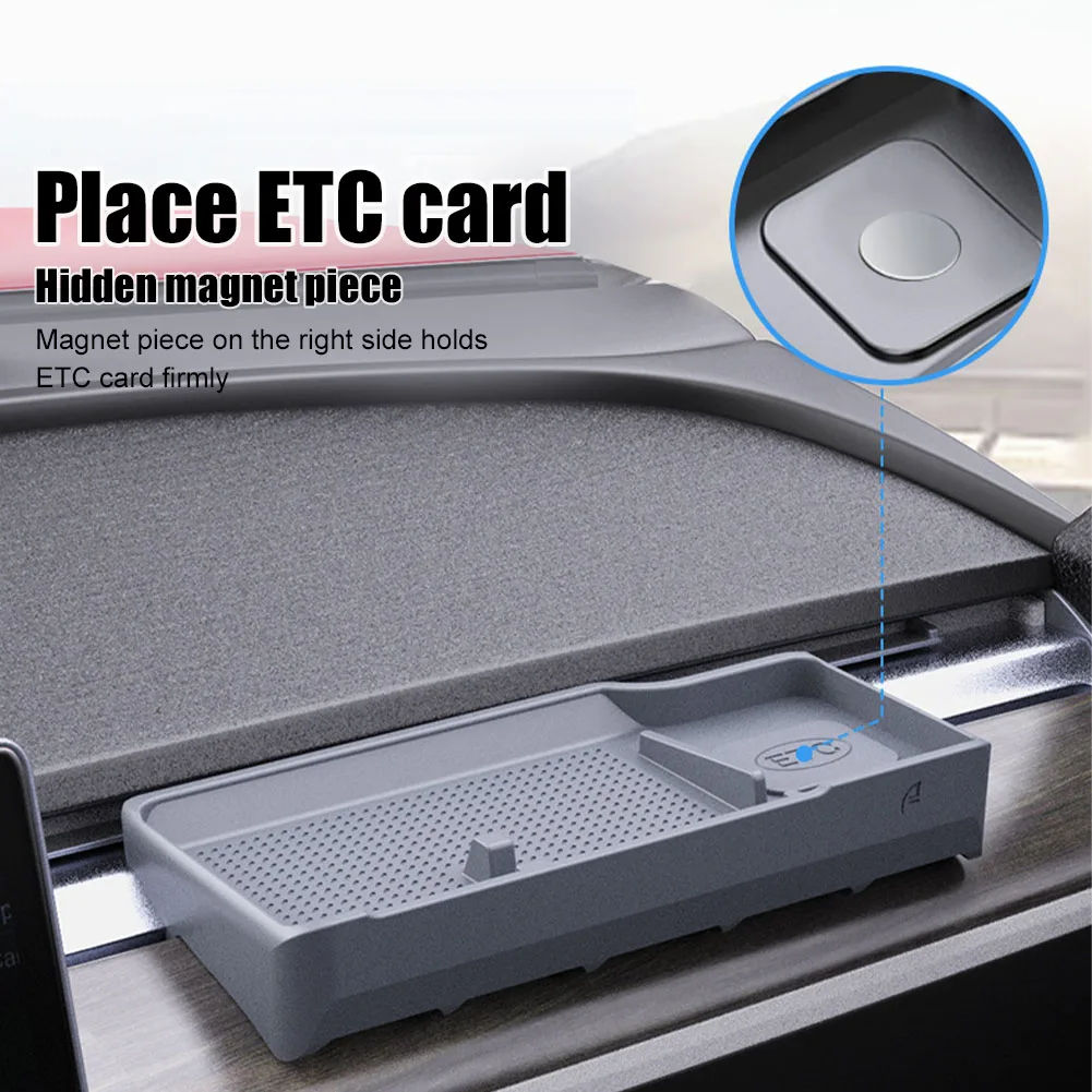 

For Tesla Model 3 Y Behind Screen Storage Box Dashboard Organizer Hidden Tissue Holder Anti-Slip Mat Phone Bracket Accessories