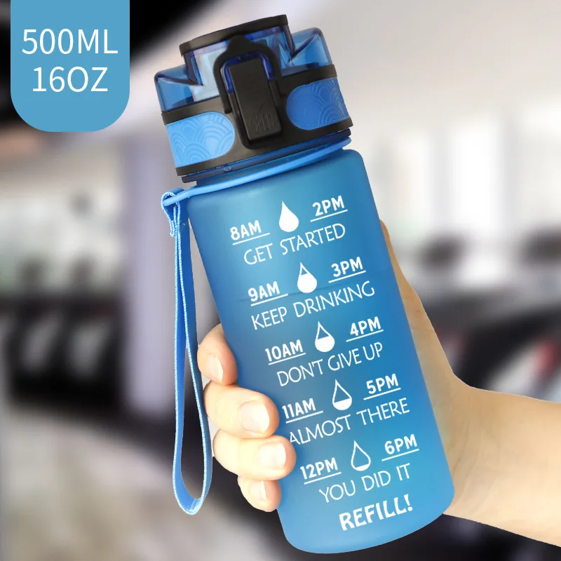 1L/500mL Plastic Kettle Tritan Material Matte Gradient Bounce Sports Water Bottle Space Cup Travel Cup