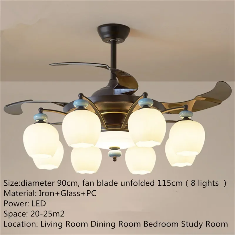 ALBERT Modern Stealth Fan Light Luxury Living Room Restaurant Bedroom Ceiling Fan Light Remote LED Electric