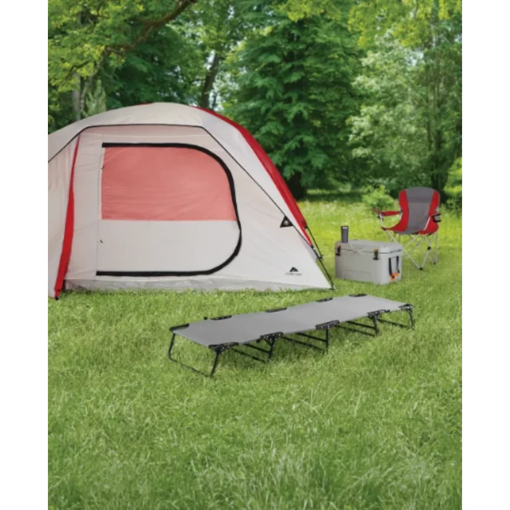 Camping Folding with Easy Setup Cot, Gray Color, Adult, Open Size 75.6