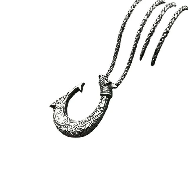 Men's Stainless Steel Biker Fishing Hawaiian Fish Hook Pendant Necklace  Chain Jewelry Accessories - AliExpress