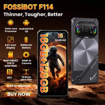 2025 New FOSSIBOT F114 Rugged Phone - Unisoc T615 4G, 16（4+12）GB+128GB, 50MP AI Cam, 5000mAh 18W, Android 15, IP68/IP69K