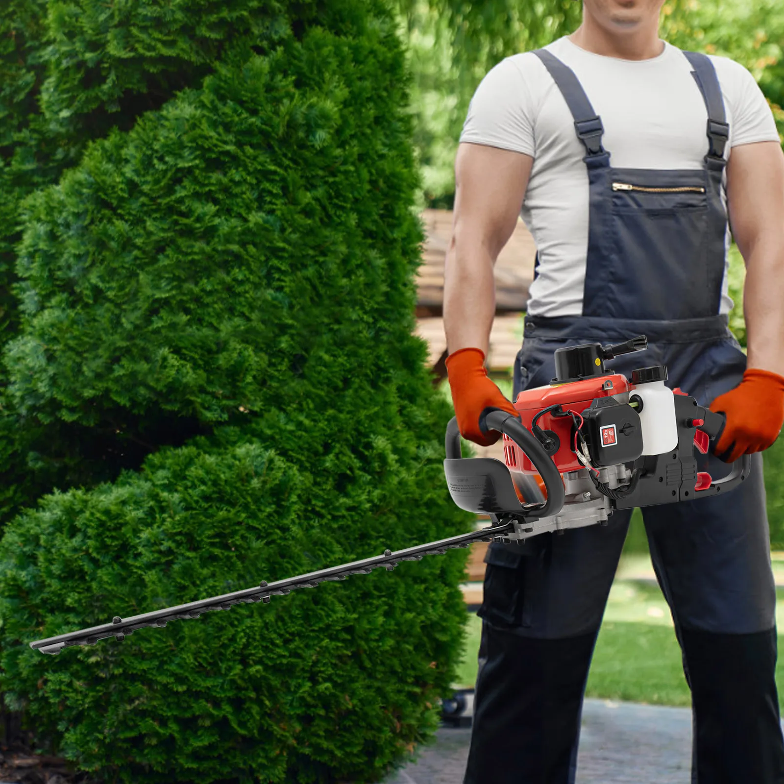 Hedge Trimmer 22.5cc 2-Stroke Engine Garden Bush Trimmer Tool Single-edged/Double-edged Hedge Machine 4