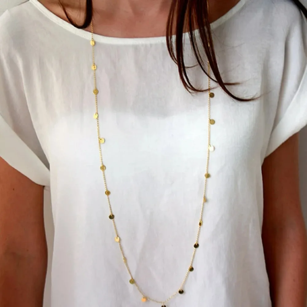 Statement necklace Long Bohemia Trendy Women Jewelry Statement Necklace Personality Sequins Pendant Maxi Collar Chain