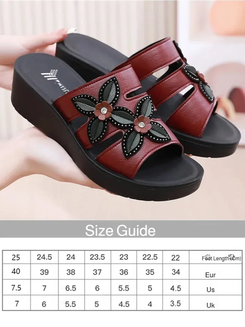 شباشب نسائية من الجلد الناعم صنادل خارجية بنعل سمي...