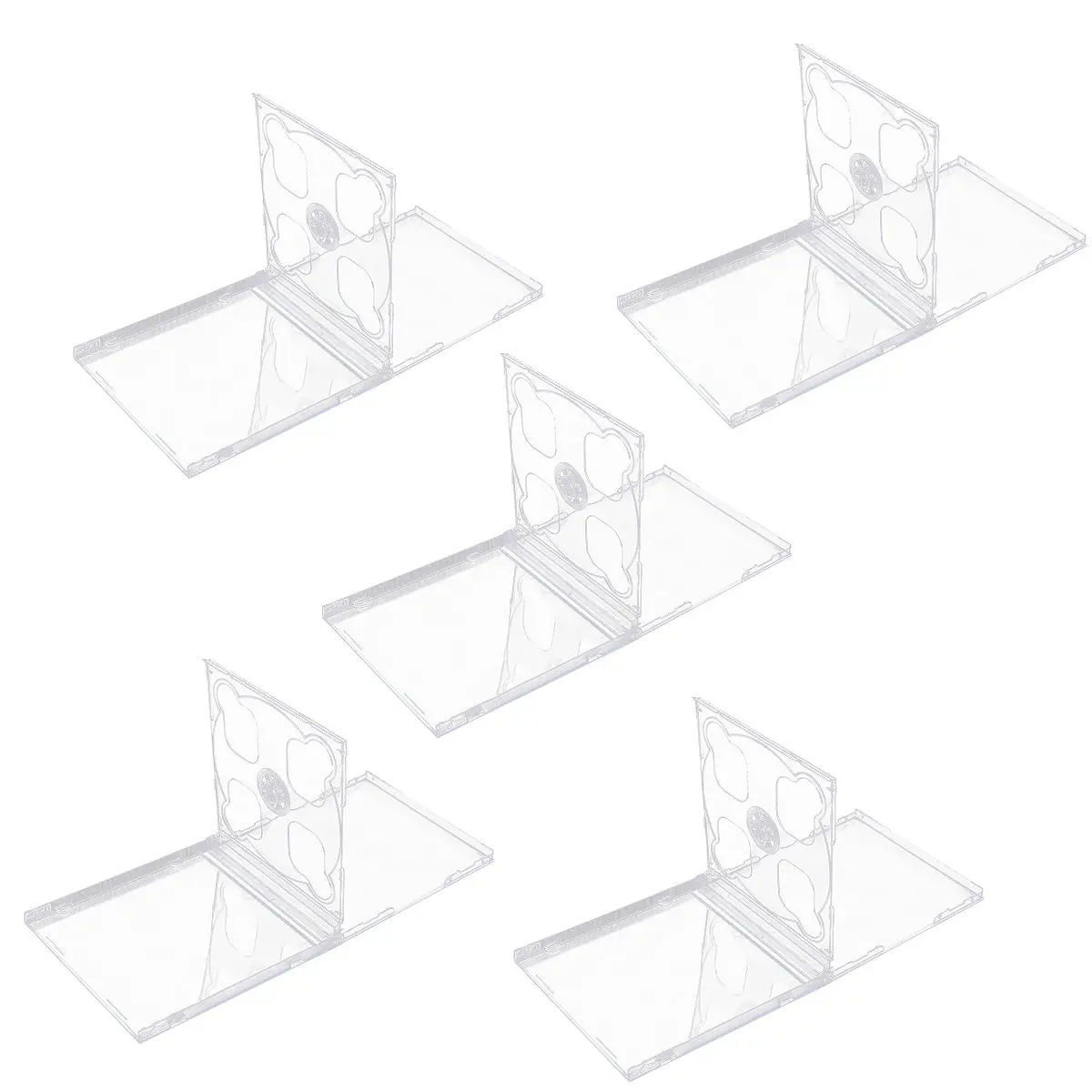 5개의 투명 CD 케이스, 표준 크기, CD/DVD 2개를 안전하게 수납할 수 있는 인터로킹 트레이, 긁힘 방지 휴대용 CD 박스, 미디어 비디오