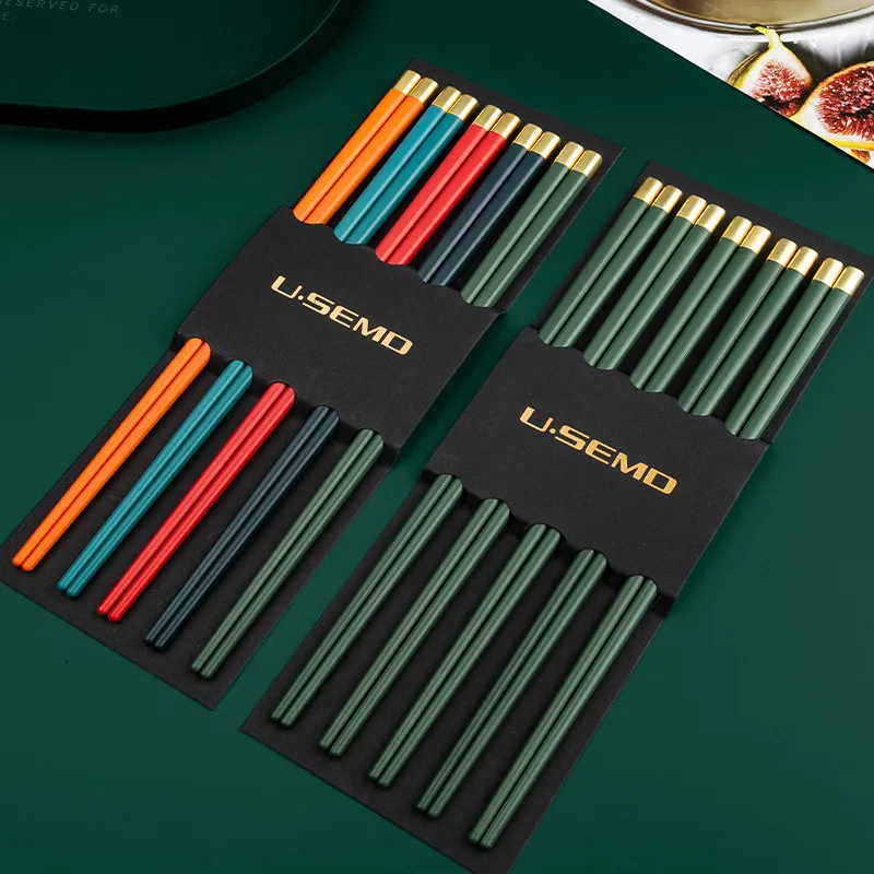 

Новые Домашние заостренные палочки для еды, палочки для еды с разделением, цветные золотистые палочки для еды, палочки для еды на один человек, палочки для еды из сплава