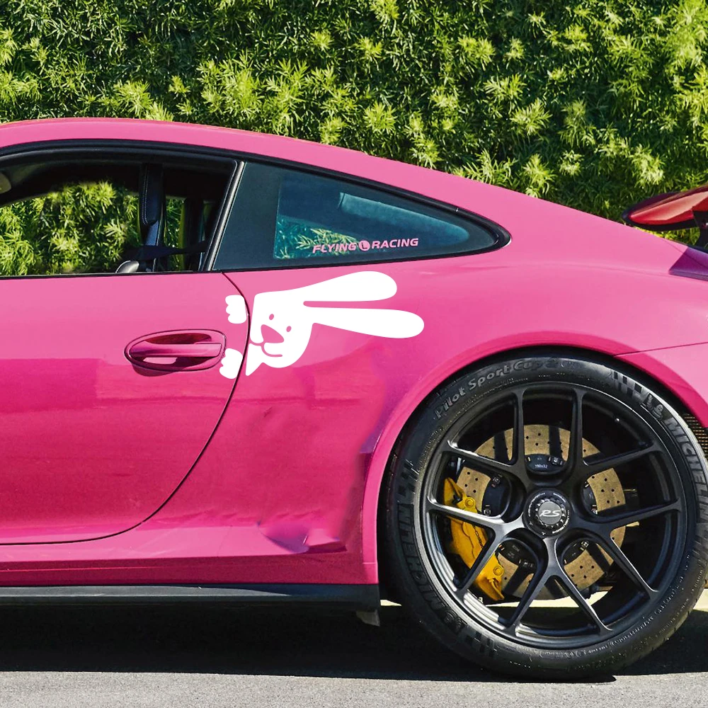 

Cartoon Rabbit Animal Door Side Body Car Sticker Decal For Mini Racing Car Auto Audi Toyota Vinyl