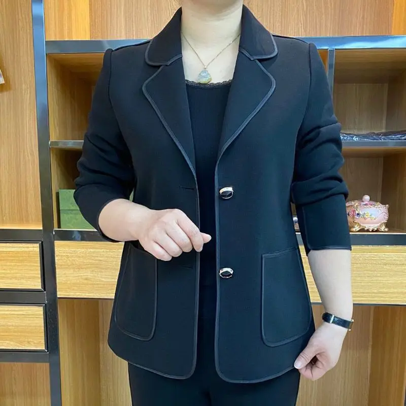 Retro Ink Painting Print Notched Collar Single Breasted Female Suit Jacket Fashion Casual Long Sleeve Blazers Women Coat Clothes