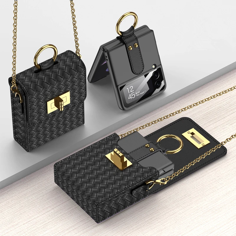 Gucci LV Galaxy Z Filp 4 5 Case luxury strap leather bag logo cover