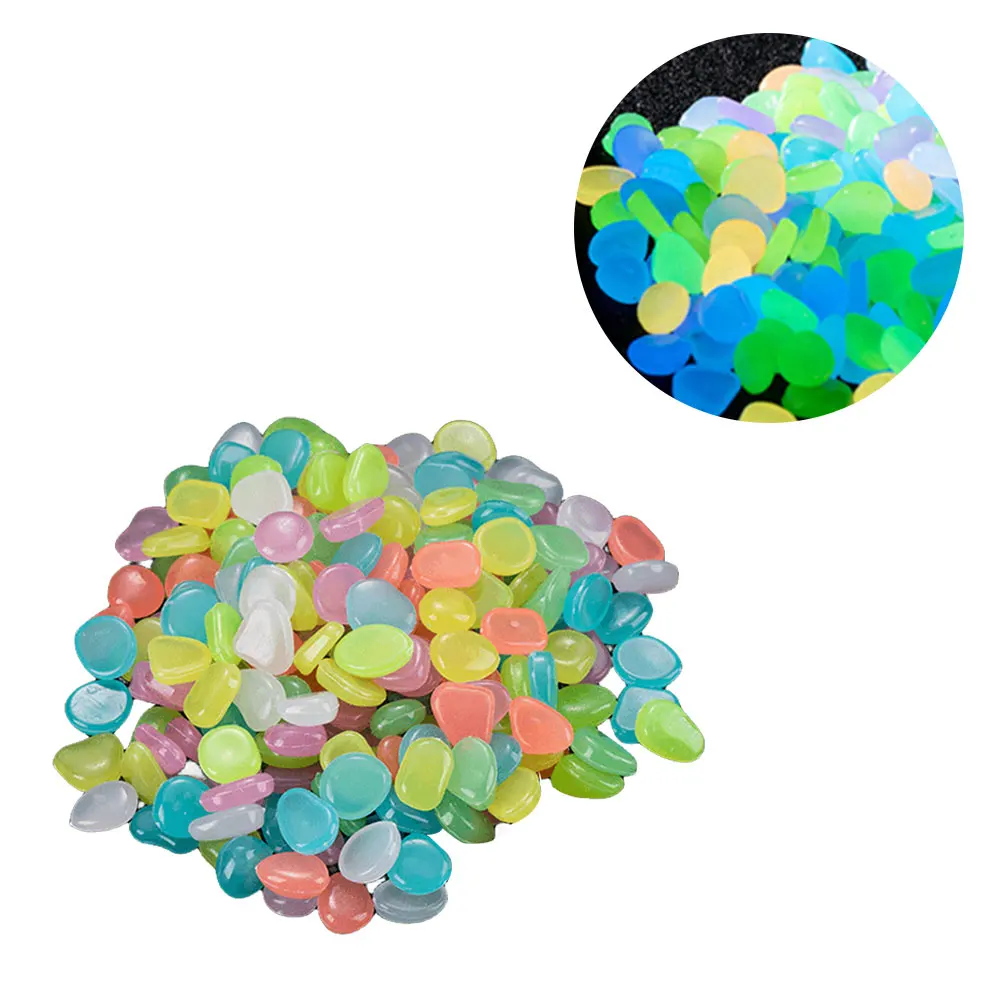 Fish Tank Pebbles Multifunction Glow In The Dark Pebbles Outdoor Decorative Stones Reusable for Aquarium Fish Tank 100Pcs